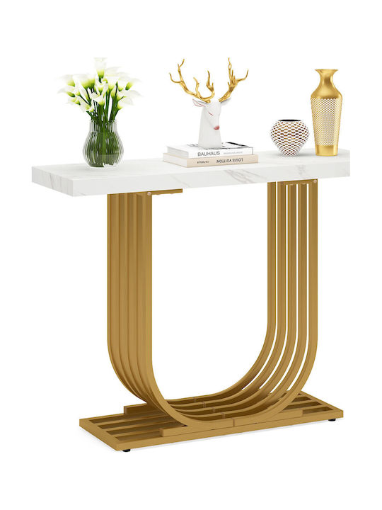 Consolă Metalică cu Suprafață din Marmură White/gold L100xL30xH80buc
