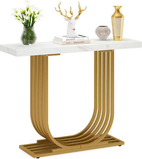 Console Table Metal with Marble Surface White/gold L100xW30xH80cm
