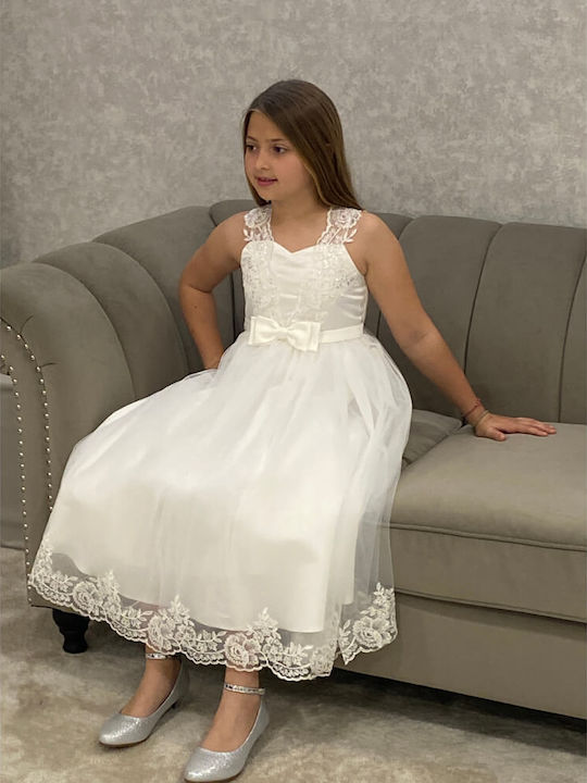Children's Dress Satin Off-white