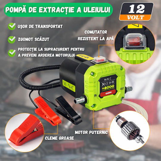 Pompă Electrică Transfer Ulei Motorină Combustibil 12v 60w Putere Kit Complet Furtunuri Portabilă Pompă Electrică Transfer Ulei Extracție 0.5l/min Verde