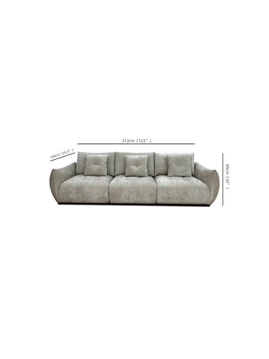Liberta Dreisitzer Sofa Grau 313x100x89cm