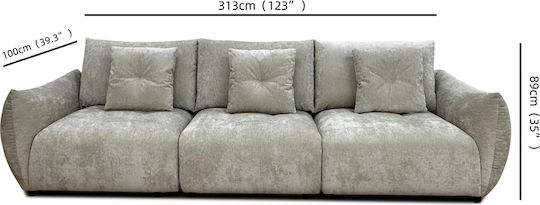 Pillow Триместен Диван Текстил Сив 313x100x89см.