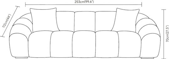Bossanova Dreisitzer Sofa Off White 255x115x71cm