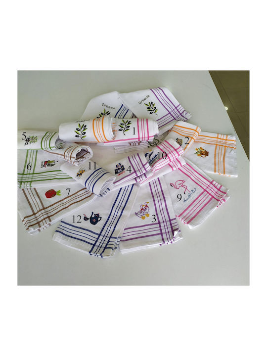 Kitchen Towel 45x65cm Embroidery Waffle Blue Home & Style White Green Olive-6