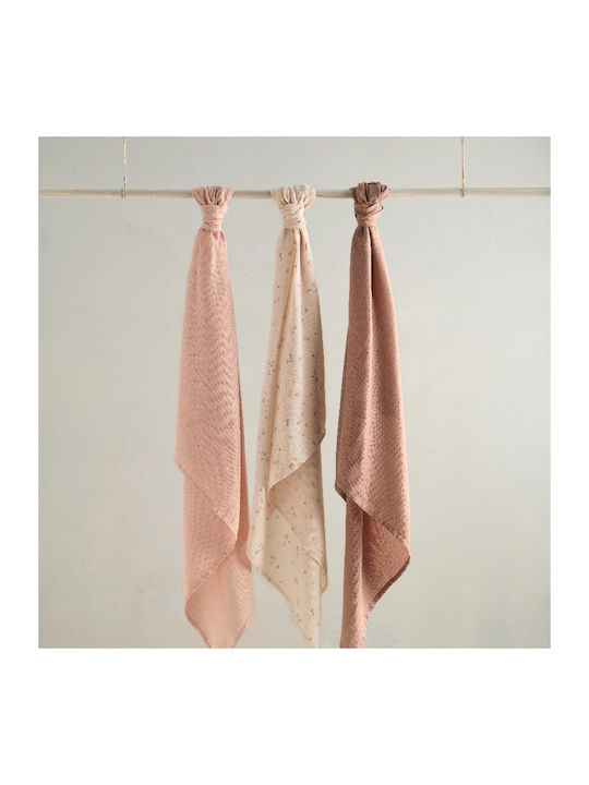Mamas & Papas Musselin-Kuscheldecken Rosa 90x90cm. 3Stück