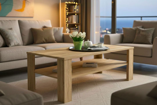 Rectangular Central Coffee Table Inter Wooden Natural W111xD65xH47cm