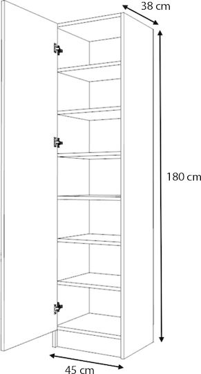 Holz Schuhschrank Petro 45x38x180cm
