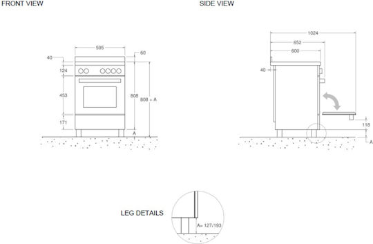 Bertazzoni Americana Aragaz 69lt cu Plite pe Gaz Lichefiat L59.5cm. Neagră
