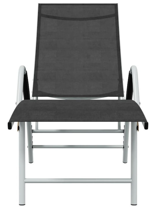 Deckchair Aluminum with Textilene Fabric Black 170x60.5x69cm.