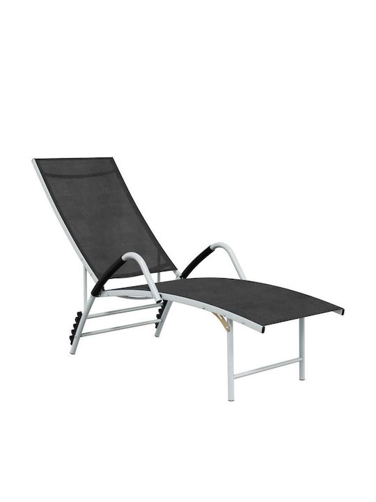 Deckchair Aluminum with Textilene Fabric Black 170x60.5x69cm.