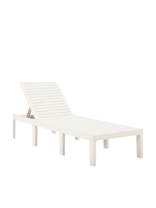 Șezlong Plastic Alb 195x65x32cm