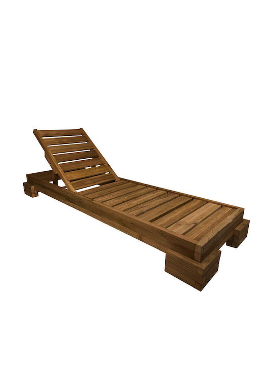 Deckchair Wooden Beige 200x68x14cm.