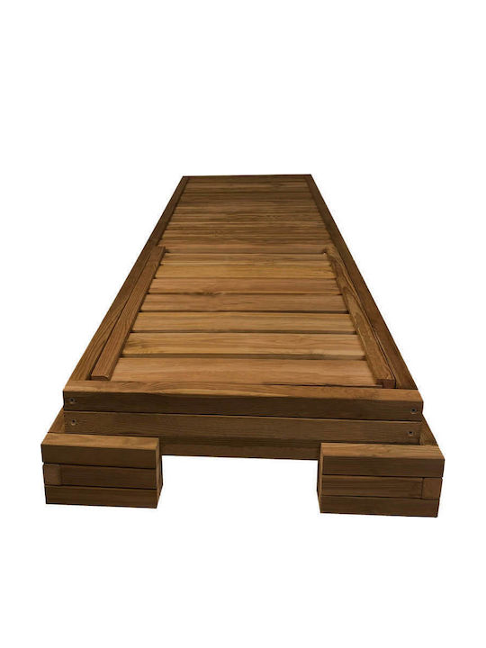Deckchair Wooden Beige 200x68x14cm.