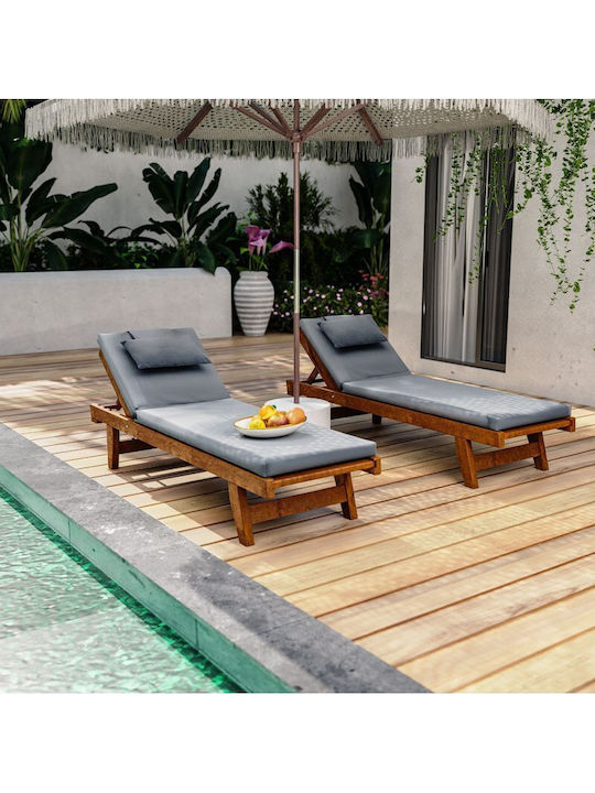 Deckchair Wooden Sunset Walnut 188x60x21.5cm.
