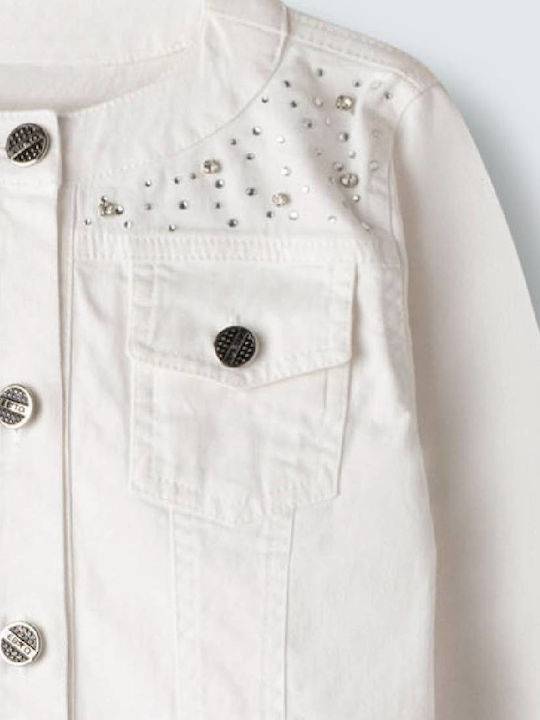 Kids Denim Short Coat White
