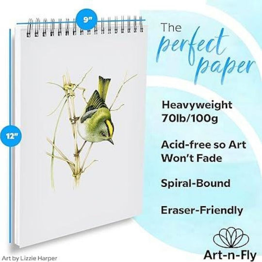 Art-n-fly Caiet de Schițe 100 Foi A4 22.9 X 30.5 Cm 100 G/m² Spiralat Hârtie Albă