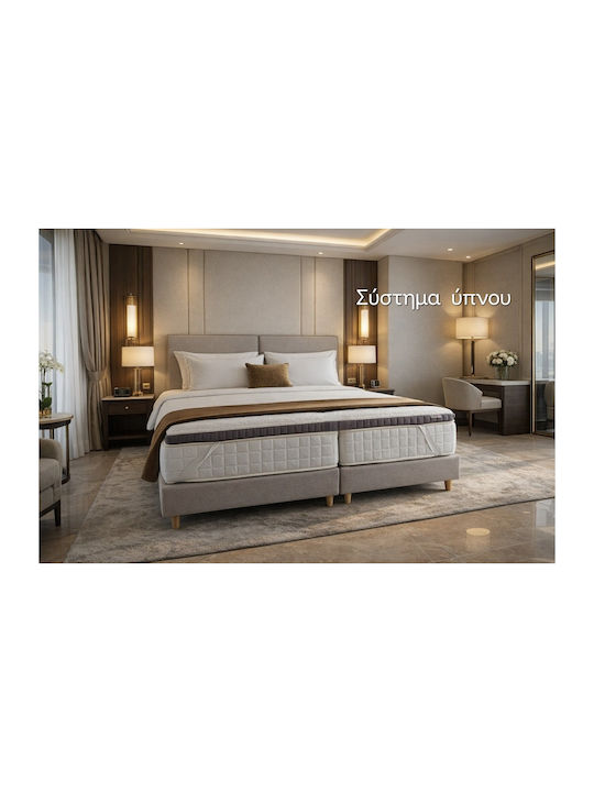 Texas Double Bed Upholstered with Grey Fabric for 170x200cm Mattress