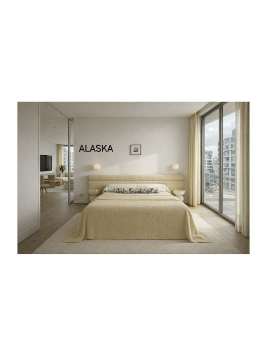 Alaska Double Bed Upholstered with Fabric Green for Mattress 170x200cm