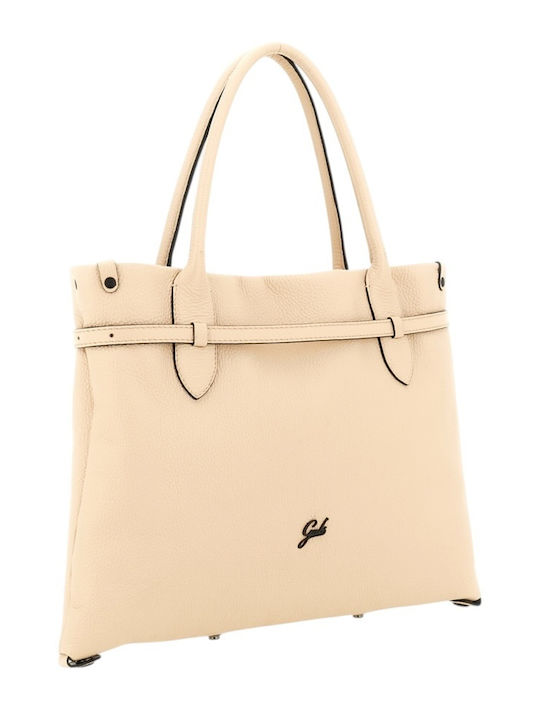 Δερμάτινη Γυναικεία Τσάντα Shopper Μπεζ