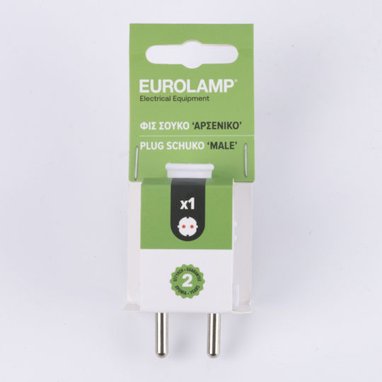 Eurolamp Φις Ρεύματος Αρσενικό Σούκο Λευκό