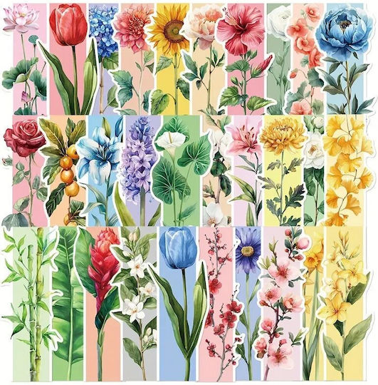 Set 30 Cardboard Bookmarks Reading Enthusiasts Floral Pattern Multicolor 13 X 5 Cm