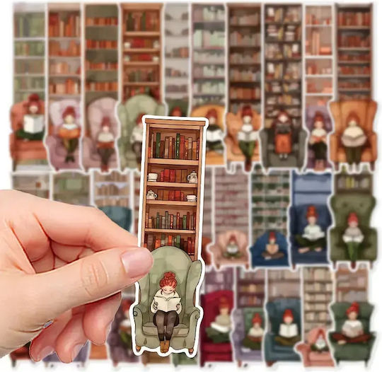 Set 30 Cardboard Bookmarks Reading Enthusiasts Library Face Design Multicolored Brown 14 X 4 Cm