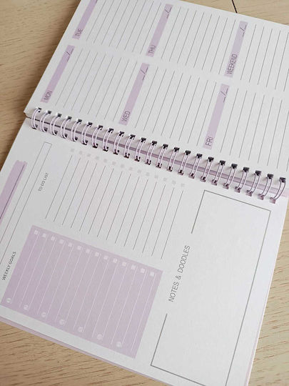 Obro Spiral Planer Agenda Wöchentlich Organisation Gewohnheitstracker To-do-Liste Lila A5