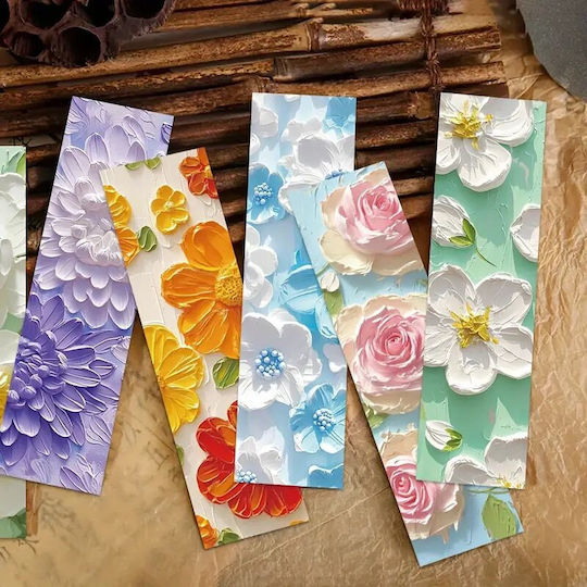 Set 30 Semne De Carte Din Carton Pentru Pasionați De Lectură Design Floral Pictat În Ulei 3D Pastel 15 X 4 Cm