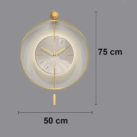 Осветен Декоративен Стенен Часовник Led Модерен Дизайн Златист 50×75cm