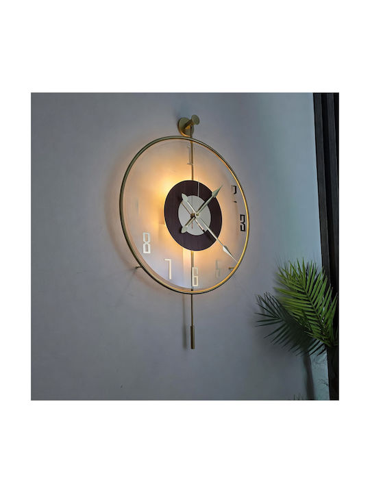 Modernes Gold Metallisches Wanduhren Mit Pendel Led Latin Zifferblatt 50×75 Cm