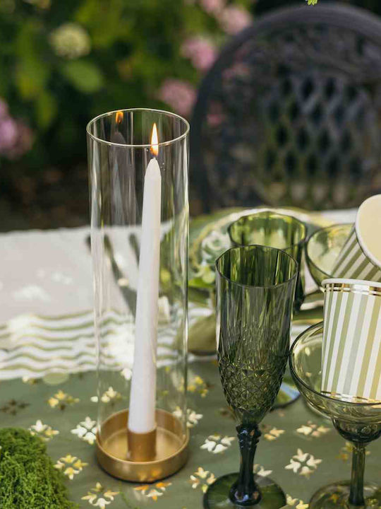 Beauty Home Jeanne Κηροπήγιο Γυάλινο σε Χρυσό Χρώμα 7.5x7.5x30εκ.