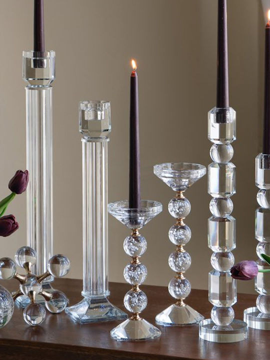 Artekko Candle Holder Glass in Transparent Color 9x46x9cm 1pcs