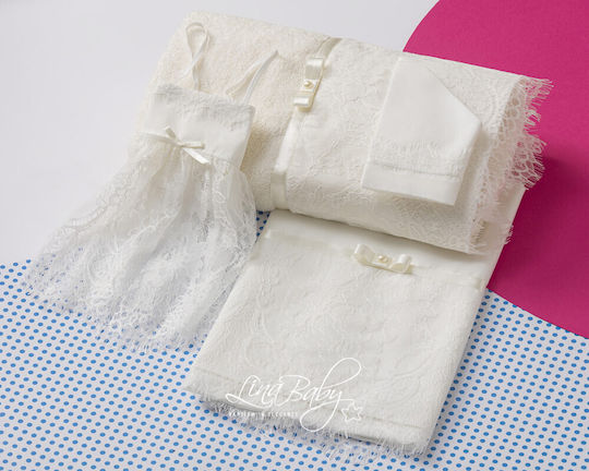 Lina Baby Set Christening Oilcloths Ecru 4 Pieces