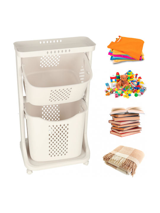 ikonka Cutie de Depozitare Jucării pentru Copii din Plastic Alb 44x77.5x32cm 1buc