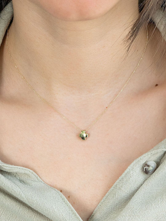Kiriakos Gofas Women's Gold Cross 9K Double Sided with Chain