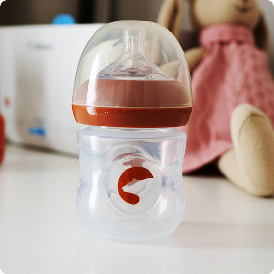 Kidnort Sticlă de Plastic pentru Bebelusi Anti-Colici cu Tetină din Silicon pentru 3+ luni Brown 125ml