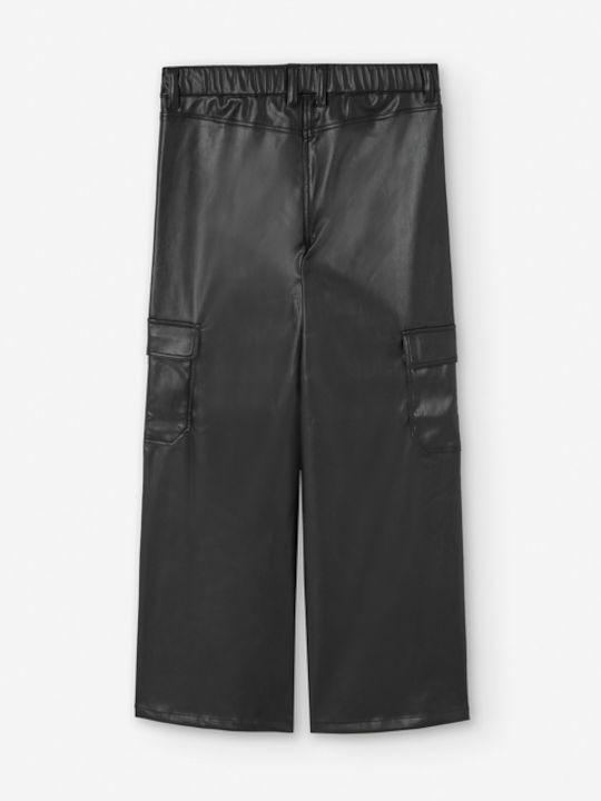 Pantalon Pentru Copii Cargo Din Piele Negru