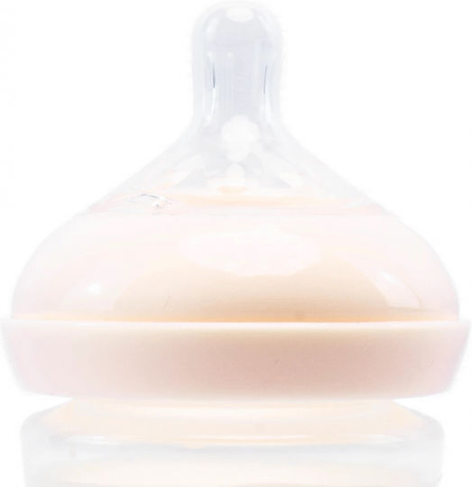 Kidnort Sticlă de Plastic pentru Bebelusi Anti-Colici cu Tetină din Silicon pentru 3+ luni Pink 125ml