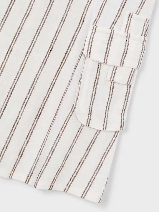 Mädchenkleid Ärmellos Leinen Gestreift Set aus 2 mit Zubehör Beiges