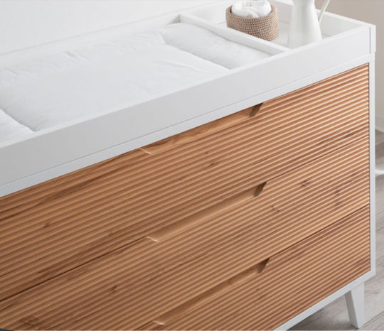 Dulap cu Sertare pentru Bebeluși cu 3 Sertare White Biscuit 115x51x85cm