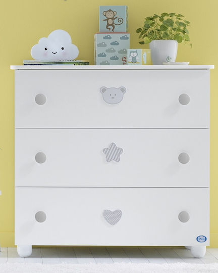Birillo Baby Dresser with 3 Drawers White 94x50x92cm