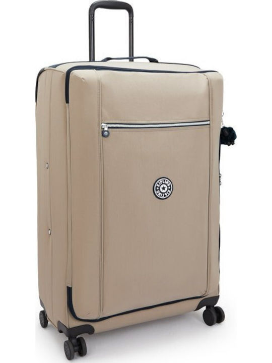 Kipling Large Fabric Travel Suitcase Soft Taupe Combo With 4 Wheels Height 78cm