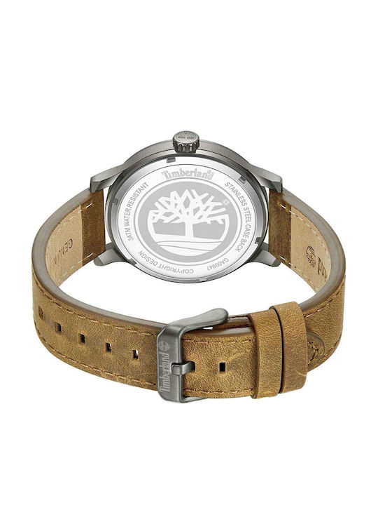 Timberland Ανδρικό Ρολόι 43mm Μπαταρίας με Καφέ Δερμάτινο Λουράκι