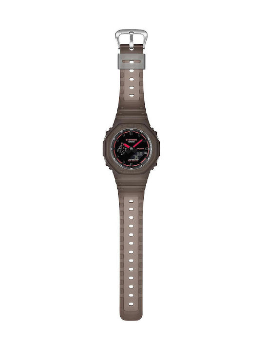 Casio Digital Men's Watch Chronograph Battery with Brown Rubber Strap