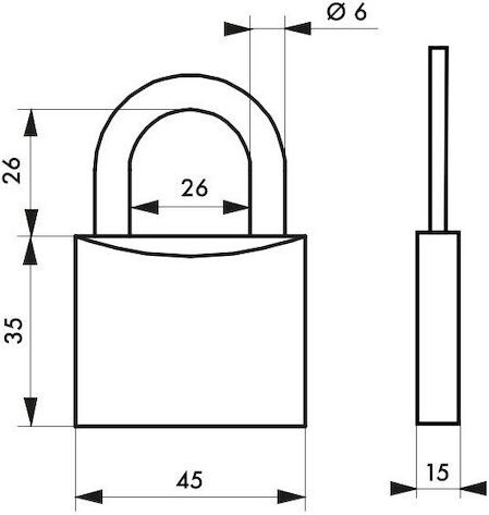 Thirard Alamă Lăcăt Potcoavă cu cheie 45mm 1buc
