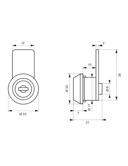 Mailbox Lock Straight Blade 2 Keys Thirard 00117914