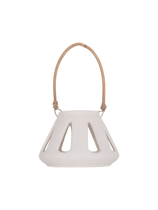 HomeMarkt Rattan Tabletop Lantern White 10x10x10cm