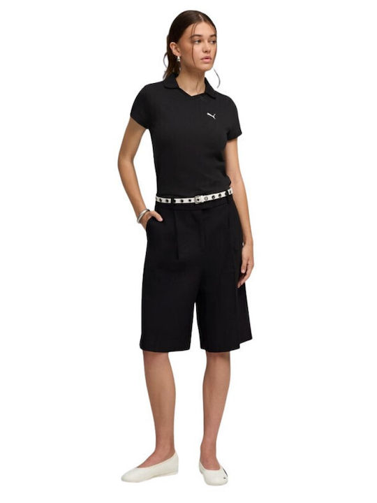 Damen Polo Bluse Kurzarm Black