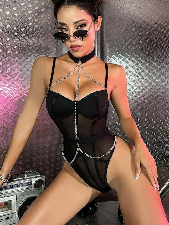 Bodysuituri Sexy Lingerie Cu Lanț Negru