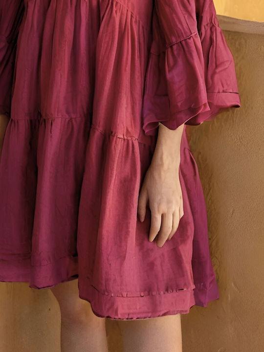 Summer Mini Dress with Ruffle Red